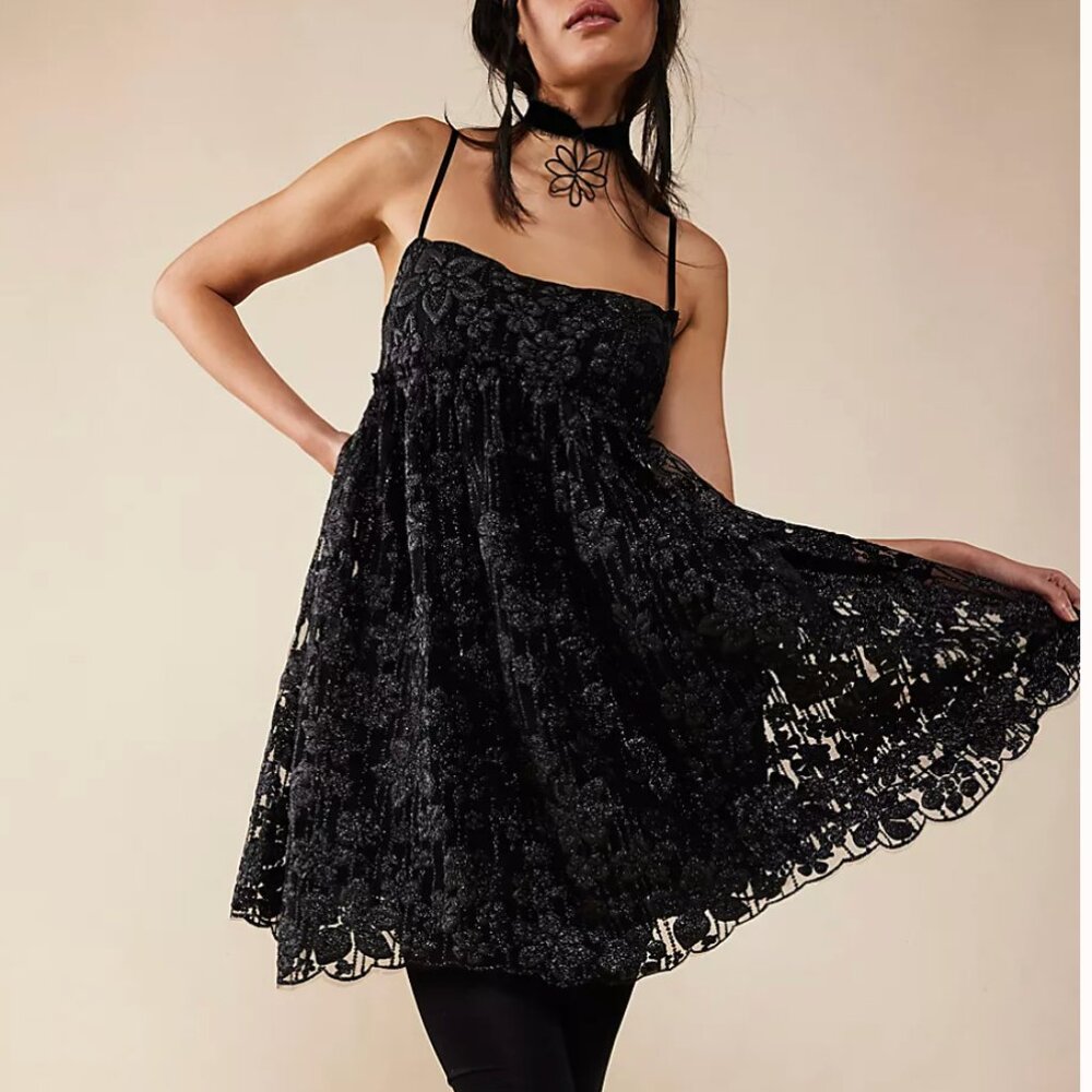 Free People All That Glitters Mini Babydoll Dress Medium